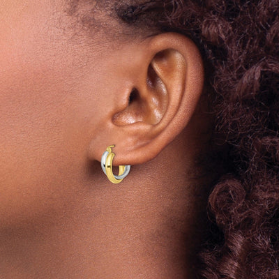 10K Gold Two-Tone Hinged Hoop Earrings
