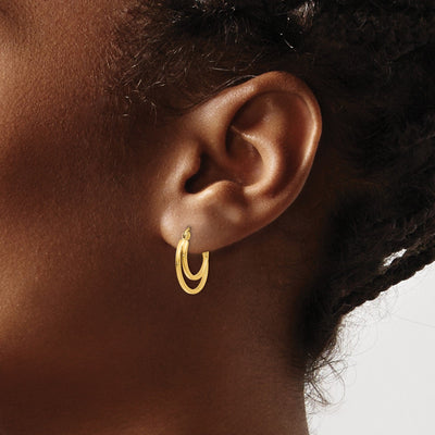 14K Gold Hinged Double Hoop Earrings