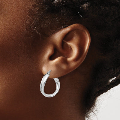 Silver Twist Hoop Earrings