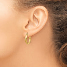 Load image into Gallery viewer, 14k Gold Satin and Diamond-cut Round Hoop Earrings