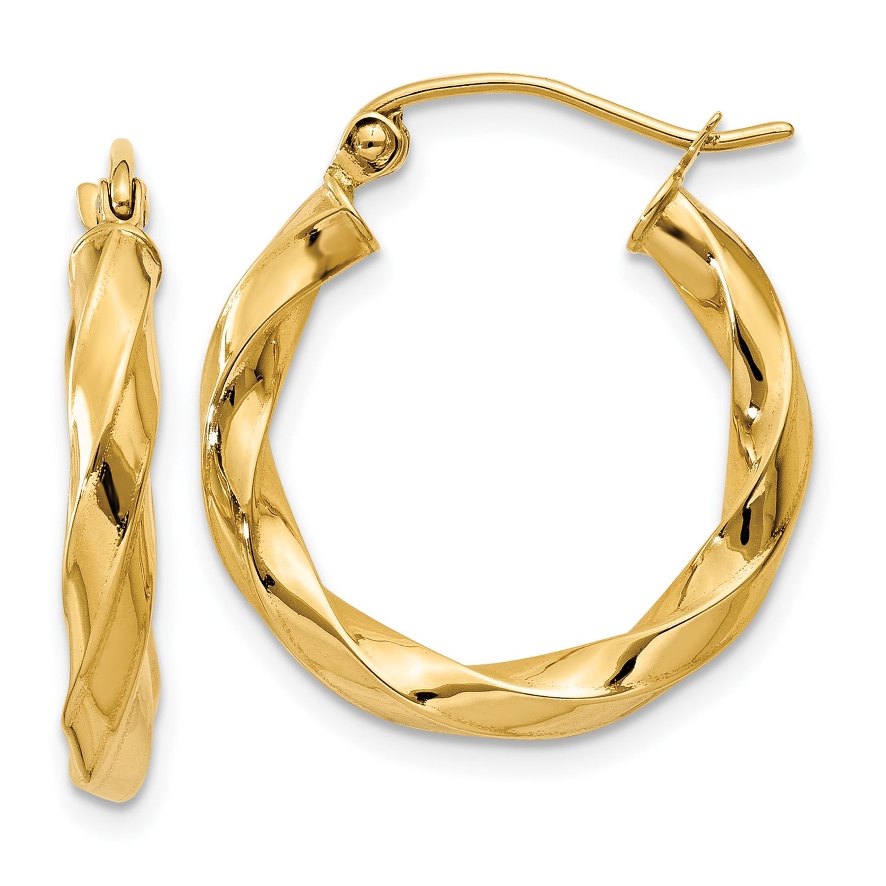14k Gold Medium Twisted Hoop Earrings