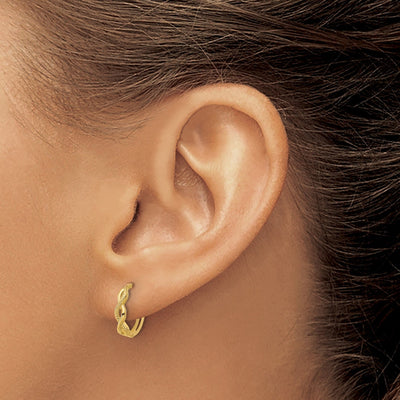 14K Gold Braided Hinged Hoop Earrings