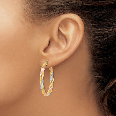 Light Twisted 14k Gold Hoop Earrings