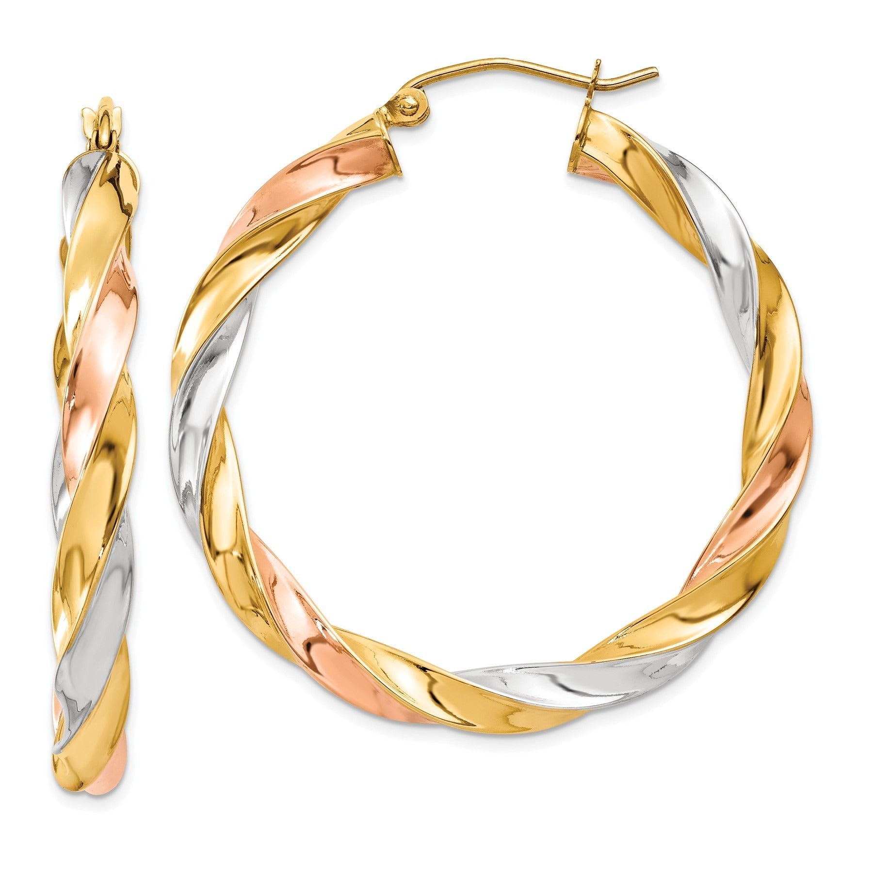 Light Twisted 14k Gold Hoop Earrings