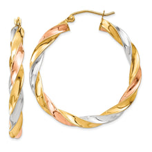 Load image into Gallery viewer, Light Twisted 14k Gold Hoop Earrings