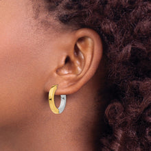 Load image into Gallery viewer, 14k Gold Two-tone Hollow Hinged Hoop Earrings
