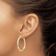 Load image into Gallery viewer, Tri-color Hinged Hoop Silver Earrings