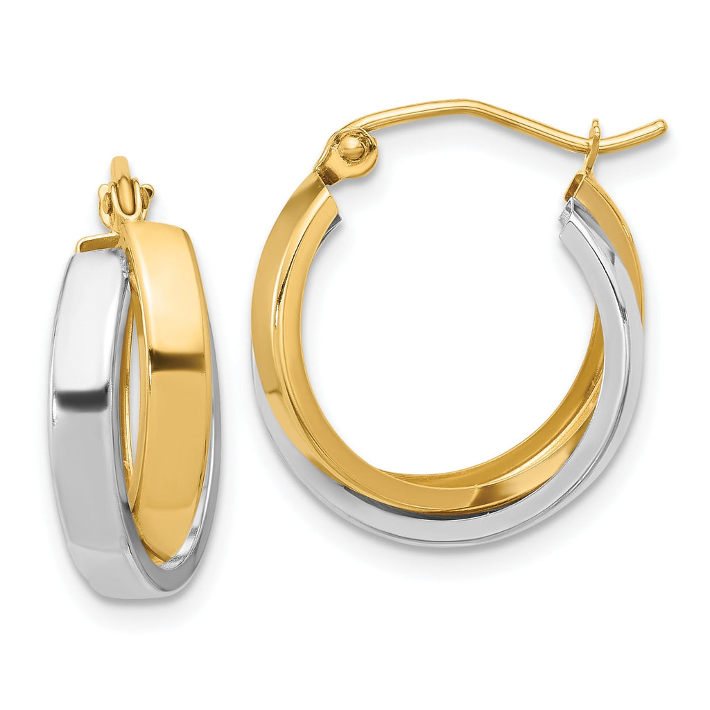 10k Gold Two-tone Double Hoop Earrings