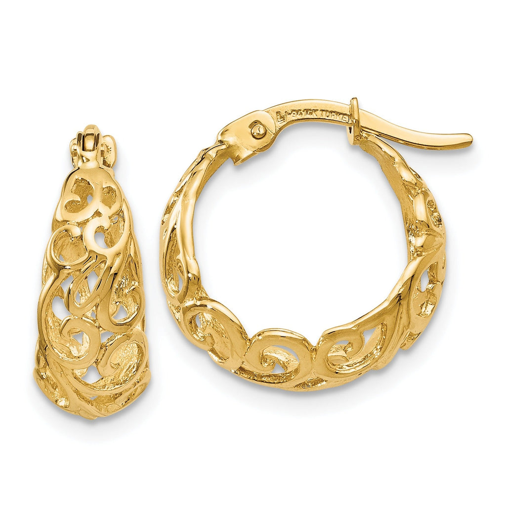 10K Gold Textured Hinged Hoop Earrings