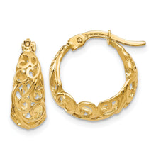 Load image into Gallery viewer, 10K Gold Textured Hinged Hoop Earrings
