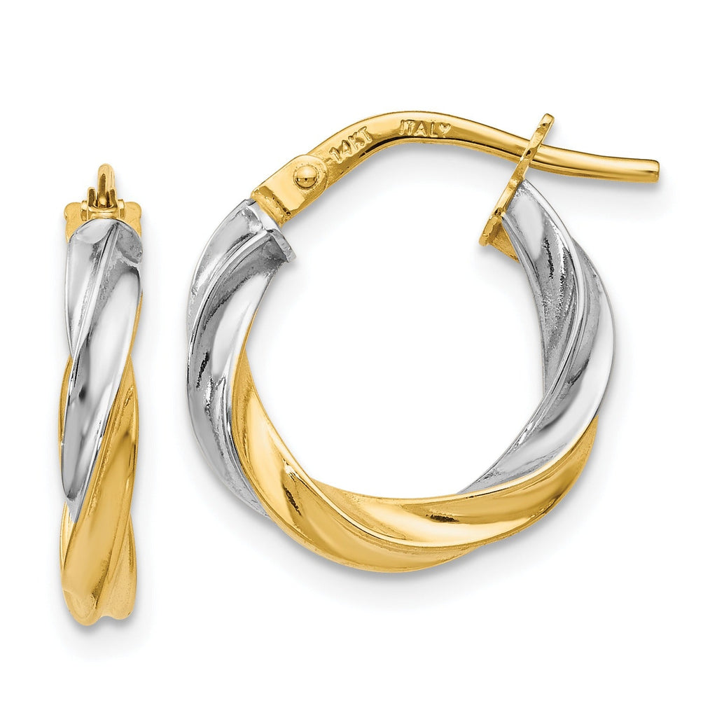 14K Gold Hollow Hoop Twist Earrings