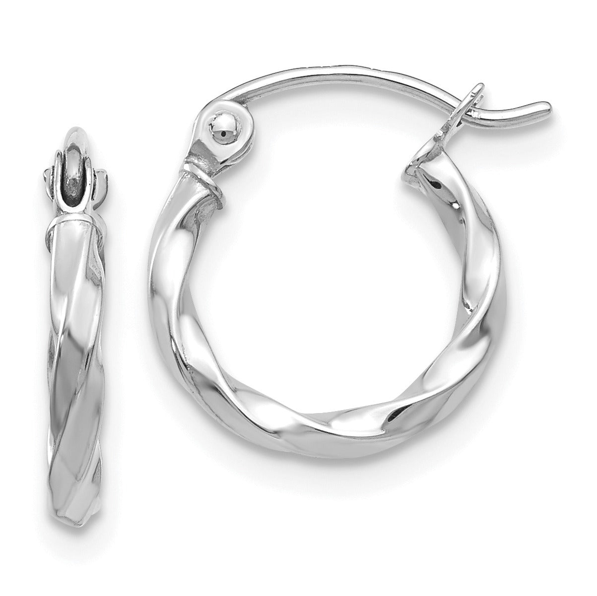 14k White Gold Twisted Hoop Earring