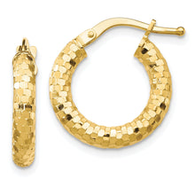 Load image into Gallery viewer, Diamond-cut 14K Gold Hoop Earrings