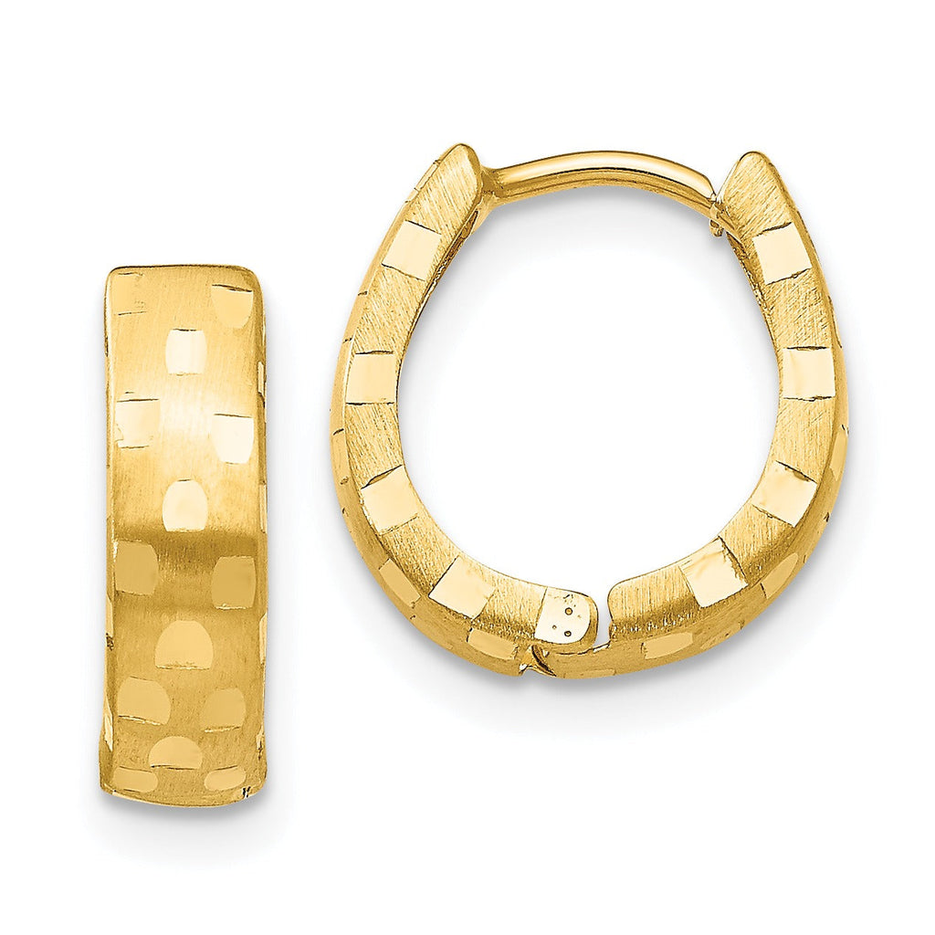 14K Gold Diamond Cut Huggie Hoop Earrings