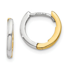 Load image into Gallery viewer, 14k Gold Two-tone Round Hinged Hoop Earrings