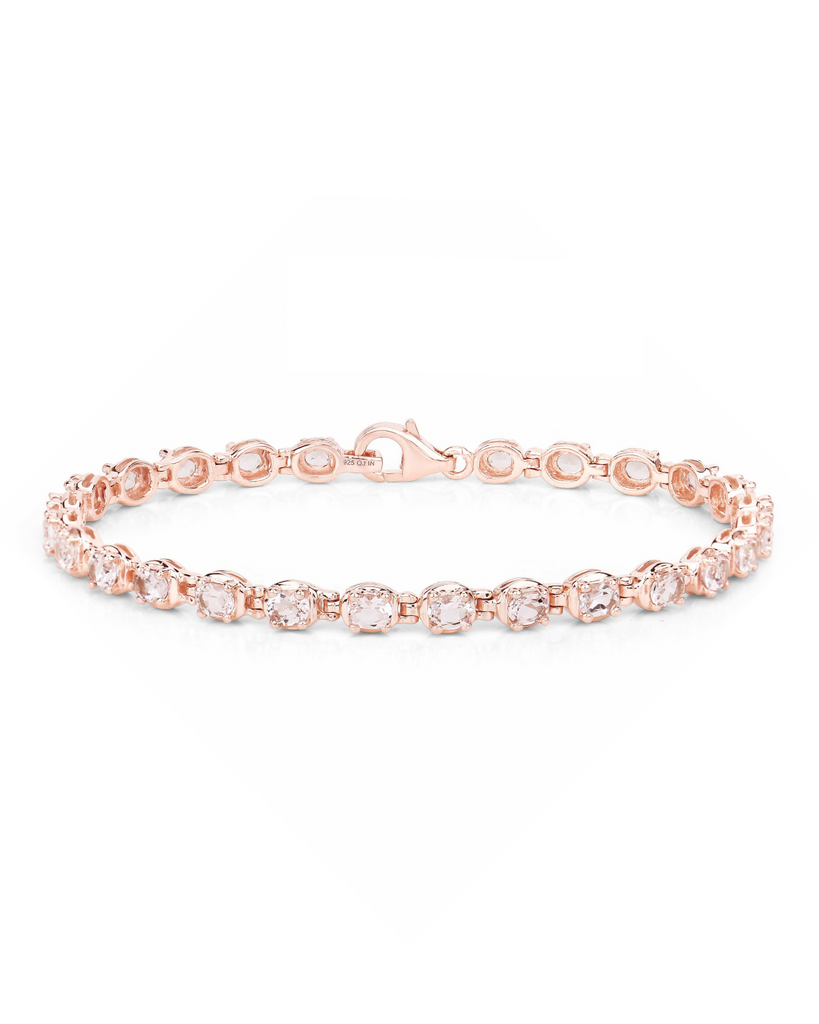 Genuine Morganite 925 Sterling Silver Bracelet