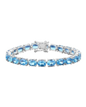 Load image into Gallery viewer, Genuine Swiss Blue Topaz 925 Sterling Silver Bracelet
