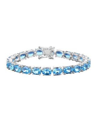 Genuine Swiss Blue Topaz 925 Sterling Silver Bracelet
