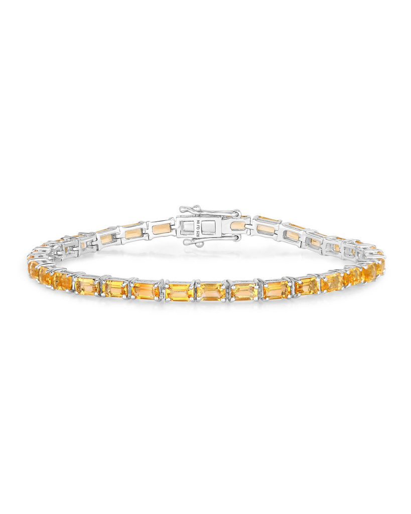 Genuine Citrine 925 Sterling Silver Bracelet
