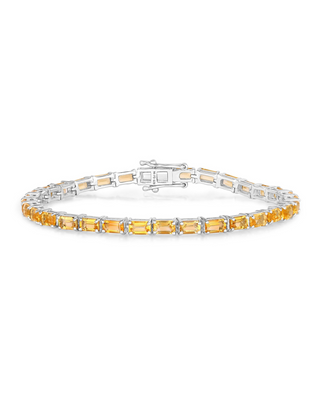 Genuine Citrine 925 Sterling Silver Bracelet