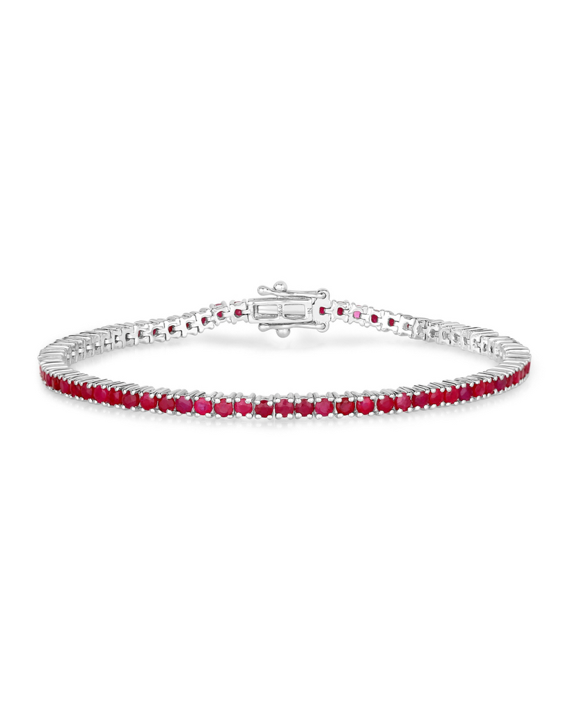 Genuine Ruby 925 Sterling Silver Bracelet