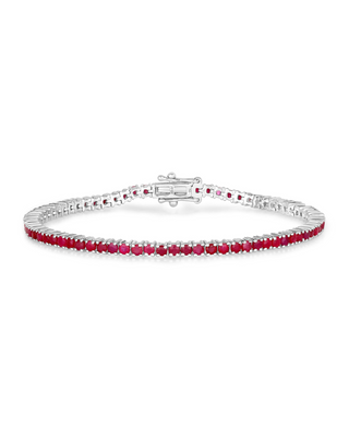 Genuine Ruby 925 Sterling Silver Bracelet