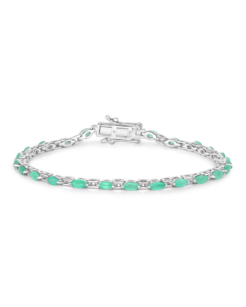 Genuine Emerald 925 Sterling Silver Bracelet