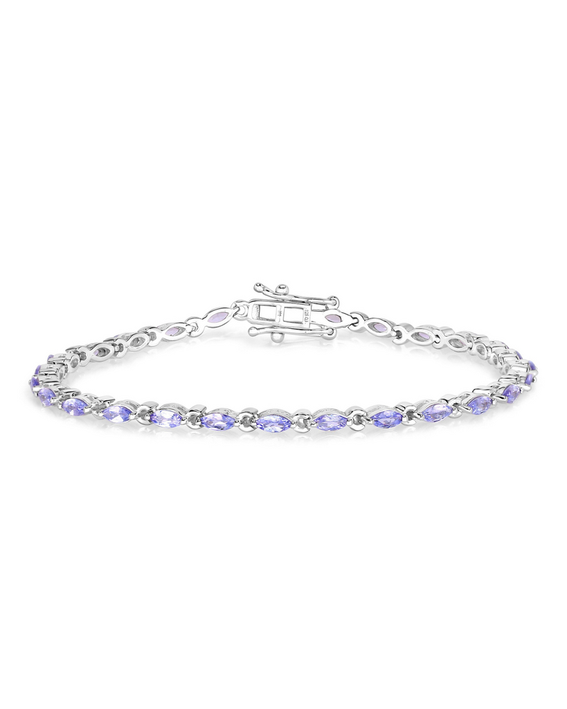 Genuine Tanzanite 925 Sterling Silver Bracelet