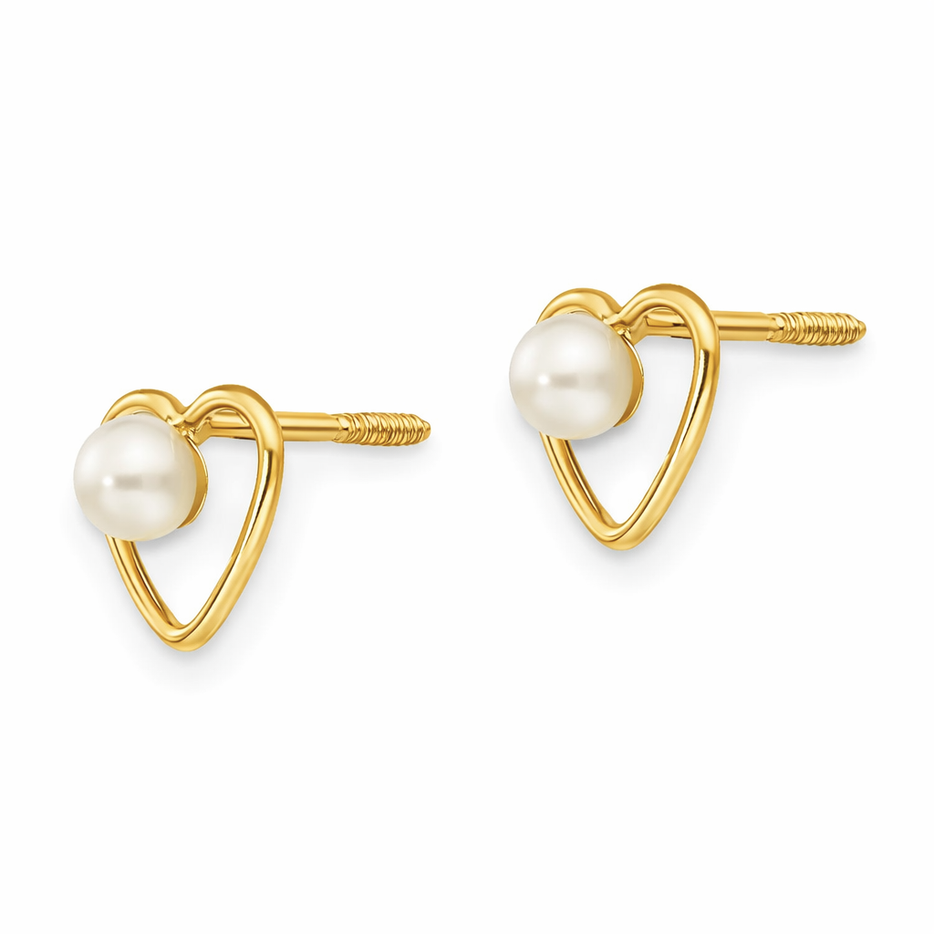 14k Yellow Gold Birthstone Heart Stud Earrings