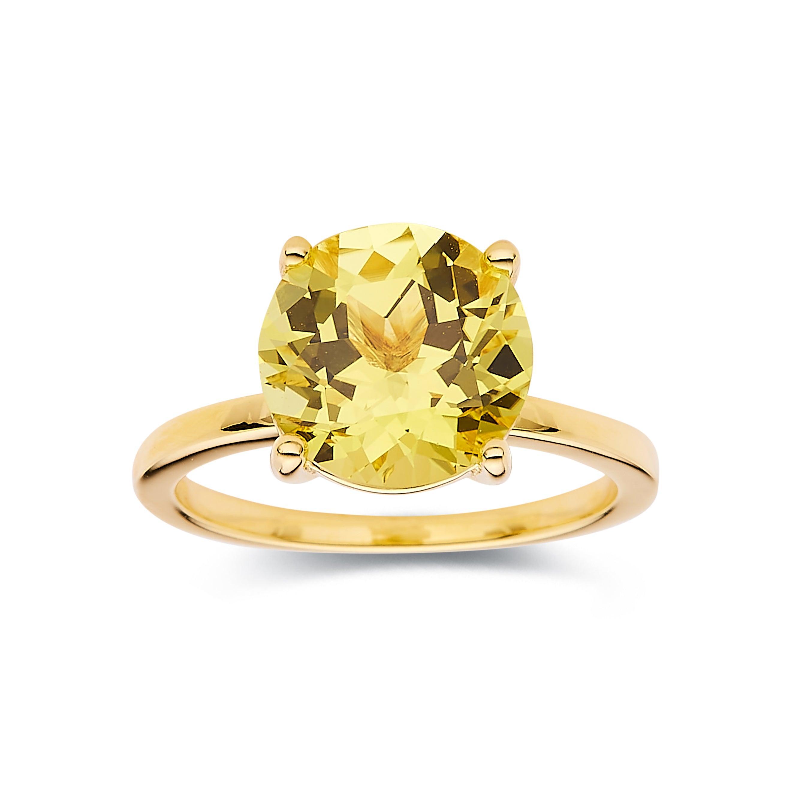 Canary Yellow Sapphire Ring Yellow Diamond Engagement Ring 18K Yellow Gold Plated Silver Proposal Ring Gifts For Women Yellow Cocktail Ring - FineColorJewels