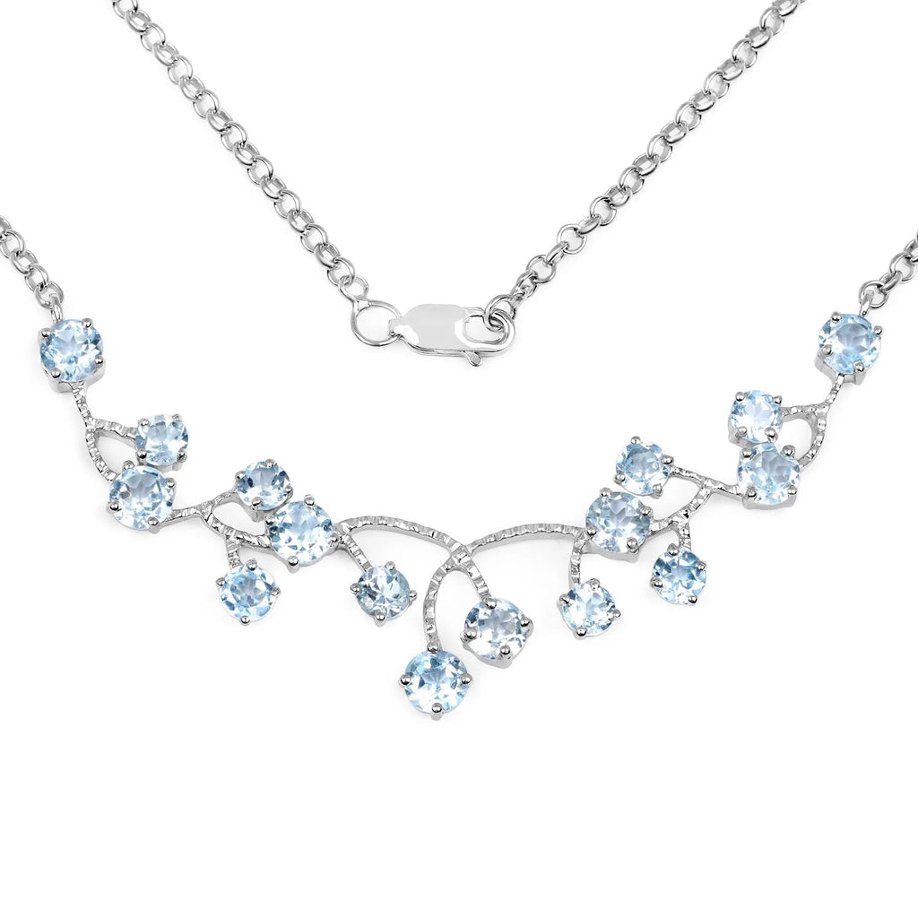 Genuine Blue Topaz Silver Bib Necklace