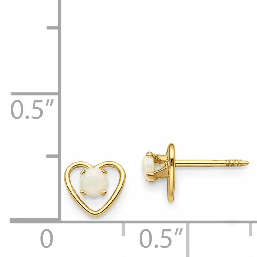 14k Yellow Gold Birthstone Heart Stud Earrings