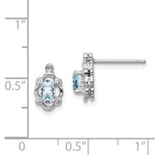 Load image into Gallery viewer, Aquamarine and Diamond Button Earrings