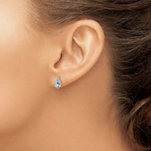 Load image into Gallery viewer, Aquamarine and Diamond Button Earrings