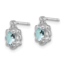 Load image into Gallery viewer, Aquamarine and Diamond Button Earrings