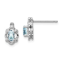 Load image into Gallery viewer, Aquamarine and Diamond Button Earrings