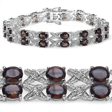 Load image into Gallery viewer, Genuine Smoky Quartz &amp; White Topaz Crossover Bracelet
