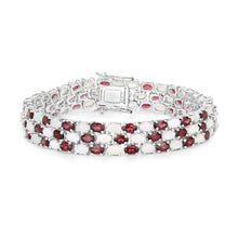 Load image into Gallery viewer, Genuine Opal and Rhodolite Tennis Bracelet