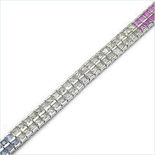 Load image into Gallery viewer, Genuine Multi sapphire Silver Tennis Bracelet
