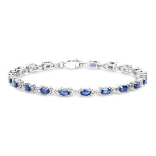 Load image into Gallery viewer, Genuine Blue Sapphire Silver Tennis Bracelet