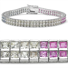 Load image into Gallery viewer, Genuine Multi sapphire Silver Tennis Bracelet