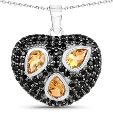 Load image into Gallery viewer, Genuine Citrine and Black Spinel Heart Necklace