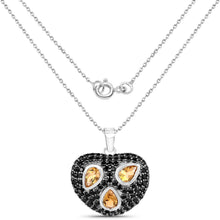 Load image into Gallery viewer, Genuine Citrine and Black Spinel Heart Necklace