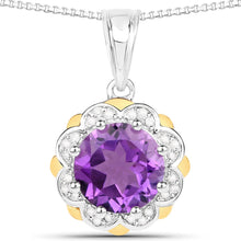 Load image into Gallery viewer, 14K Yellow Gold Genuine Amethyst and Diamond Necklace