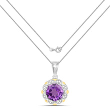Load image into Gallery viewer, 14K Yellow Gold Genuine Amethyst and Diamond Necklace