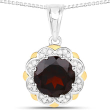 Load image into Gallery viewer, Genuine Garnet and Diamond Pendant Necklace