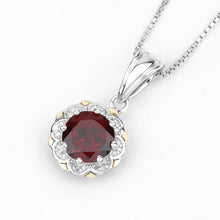 Load image into Gallery viewer, Genuine Garnet and Diamond Pendant Necklace