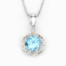 Load image into Gallery viewer, 14K Gold Genuine Swiss Blue Topaz and Diamond Necklace