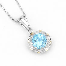 Load image into Gallery viewer, 14K Gold Genuine Swiss Blue Topaz and Diamond Necklace