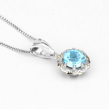 Load image into Gallery viewer, 14K Gold Genuine Swiss Blue Topaz and Diamond Necklace